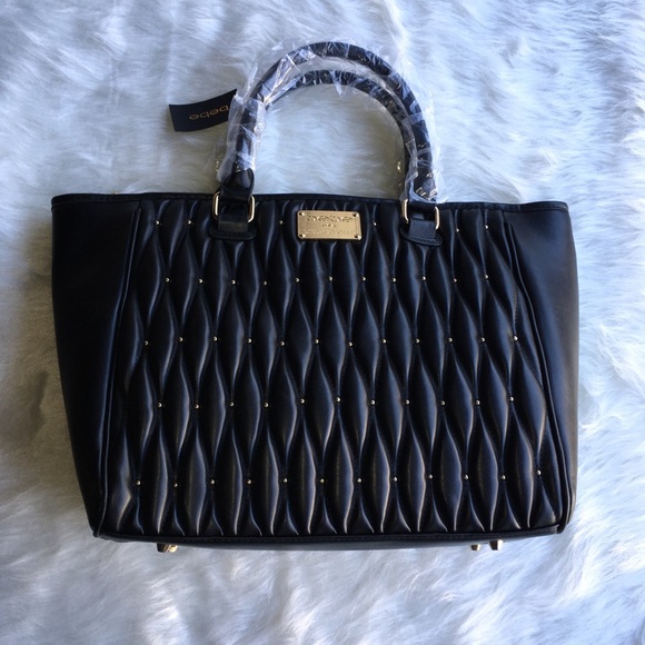 🌹👜💎bebe Diamanda Tote Black Quilted Mini Studs - Picture 6 of 8
